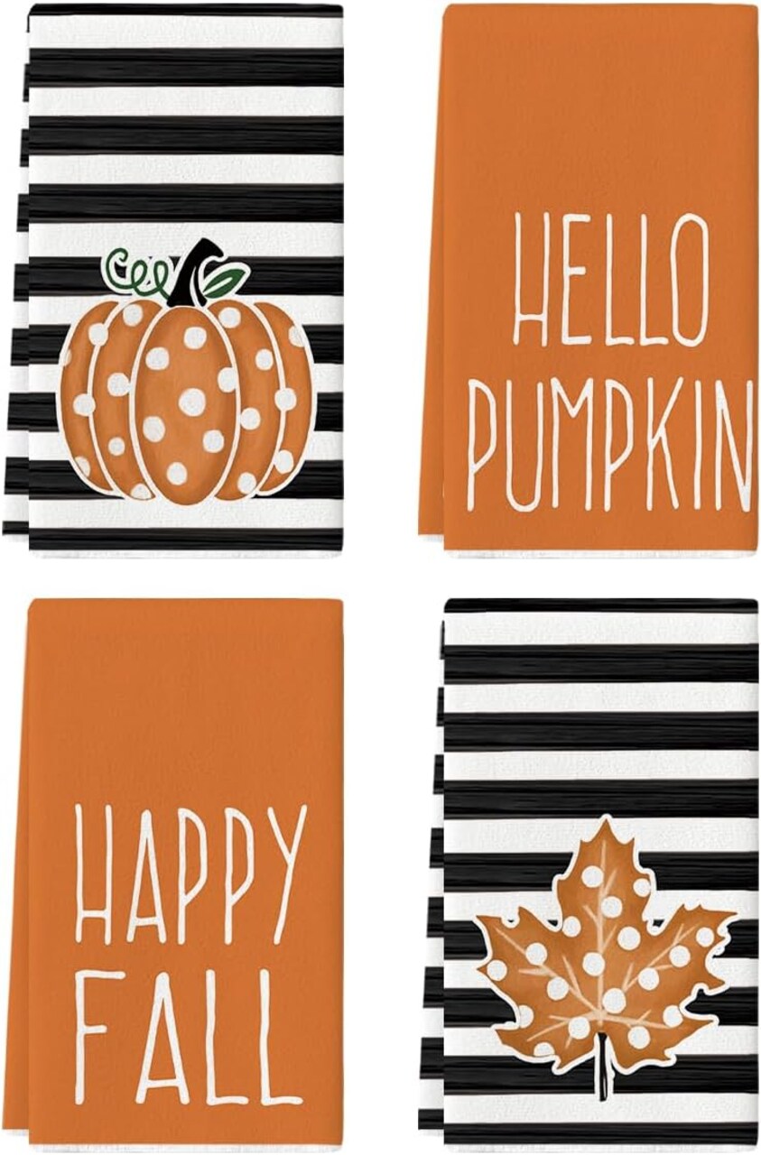 18x26 Inch Farmhouse Maple Leaves Decoration Hand Towels Set of 4